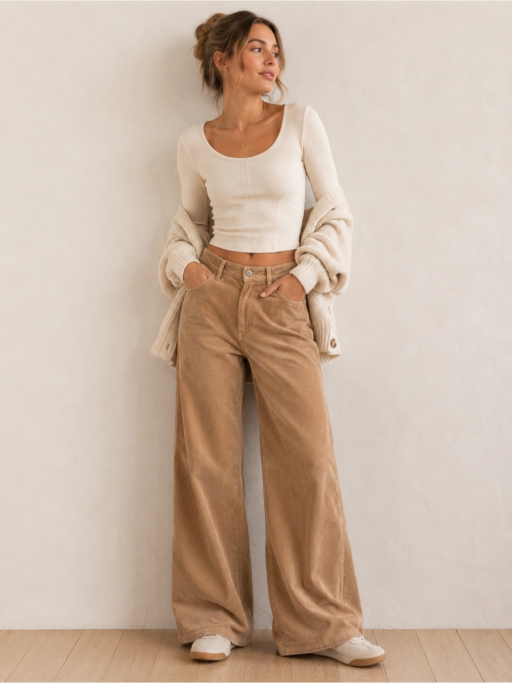 Madewell The Wide-Leg Corduroy Pants Size 27 Tan Camel High Rise